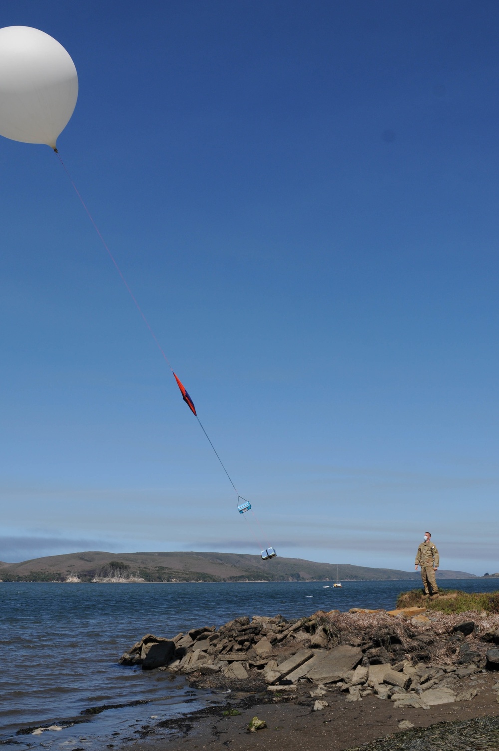 STARBASE Sacramento staff launch weather balloon at Blakes Landing, Calif.