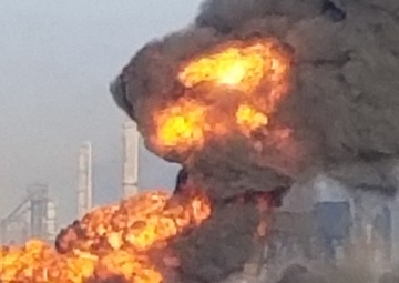 Coast Guard crews respond to dredge fire in the Port of Corpus Christi Ship