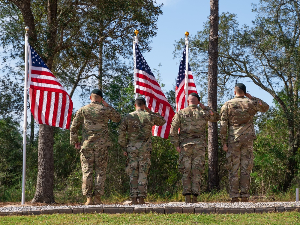 DVIDS - Images - Soldiers salute the flag during the ceremony. [Image 2 of  7]