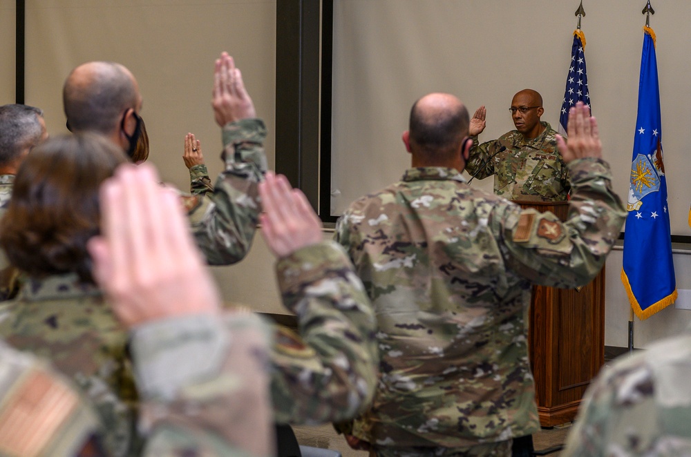 Air Force top officials visit JBSA missions for first combined trip