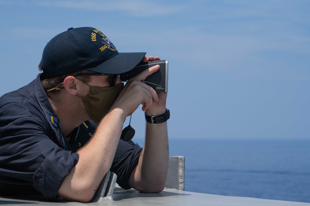 USS HALSEY CONDUCTS A REPLENISHMENT-AT-SEA