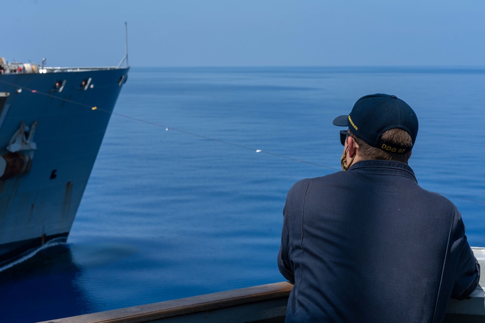 USS HALSEY CONDUCTS A REPLENISHMENT-AT-SEA