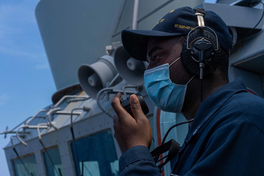 USS HALSEY CONDUCTS A REPLENISHMENT-AT-SEA