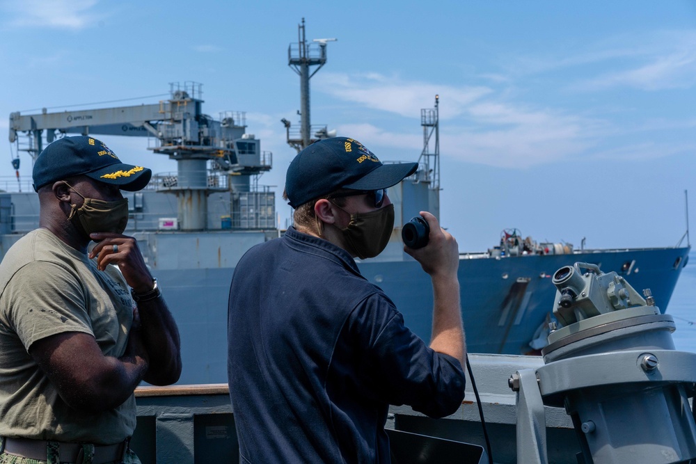 USS HALSEY CONDUCTS A REPLENISHMENT-AT-SEA