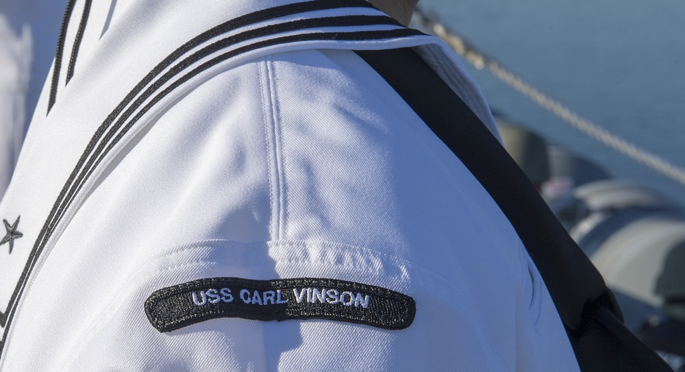 USS Carl Vinson (CVN 70) Sailors Man The Rails