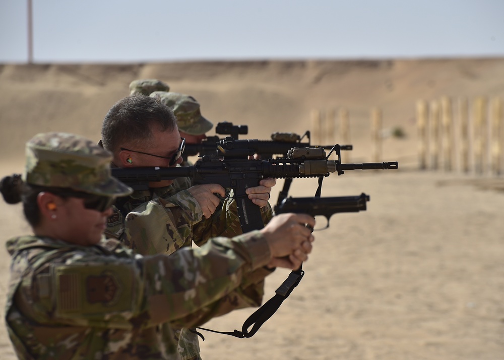 378 AEW leadership visit security forces down range