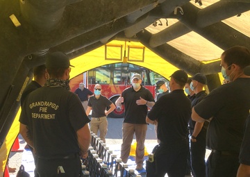Michigan’s Civil Support Team; local fire department conduct HAZMAT training