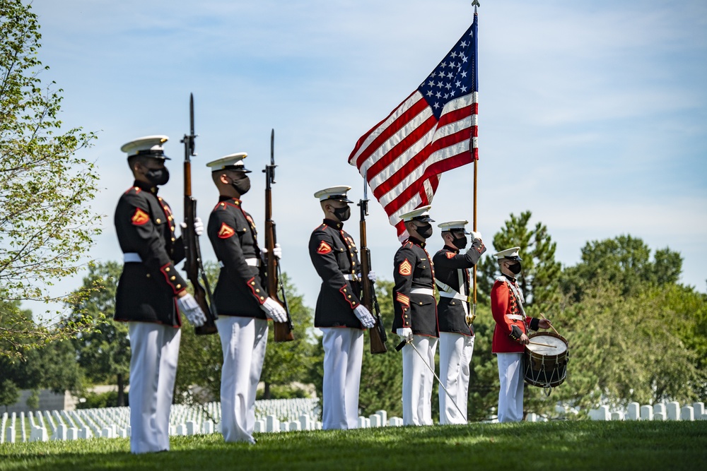 Modified Military Funeral Honors With Funeral Escort Are Conducted for U.S. Marine Corps Gunnery Sgt. Diego Pongo in Section 60