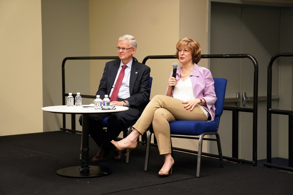 DAAID Bonnie Glick sits in on a fireside chat at InterAction