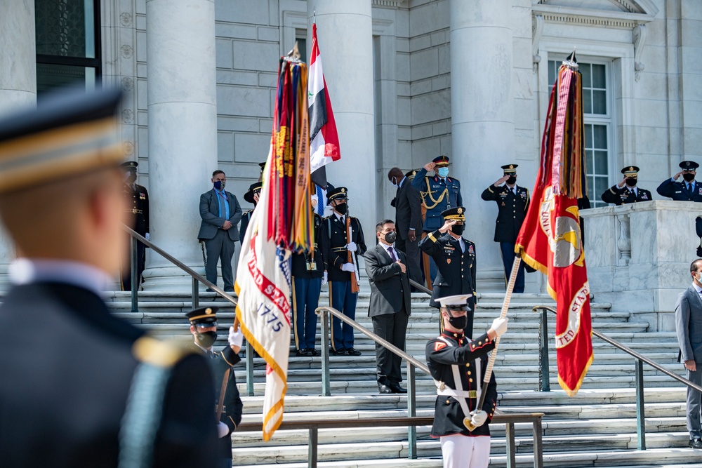 Republic of Iraq Minister of Defense Juma’a al-Jaburi Participates in an Armed Forces Full Honors Wreath-Laying Ceremony at the Tomb of the Unknown Soldier