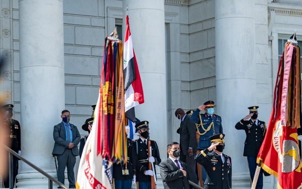 Republic of Iraq Minister of Defense Juma’a al-Jaburi Participates in an Armed Forces Full Honors Wreath-Laying Ceremony at the Tomb of the Unknown Soldier