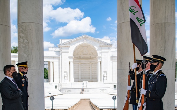 Republic of Iraq Minister of Defense Juma’a al-Jaburi Participates in an Armed Forces Full Honors Wreath-Laying Ceremony at the Tomb of the Unknown Soldier
