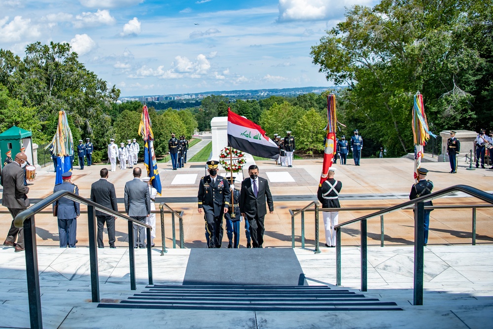 Republic of Iraq Minister of Defense Juma’a al-Jaburi Participates in an Armed Forces Full Honors Wreath-Laying Ceremony at the Tomb of the Unknown Soldier