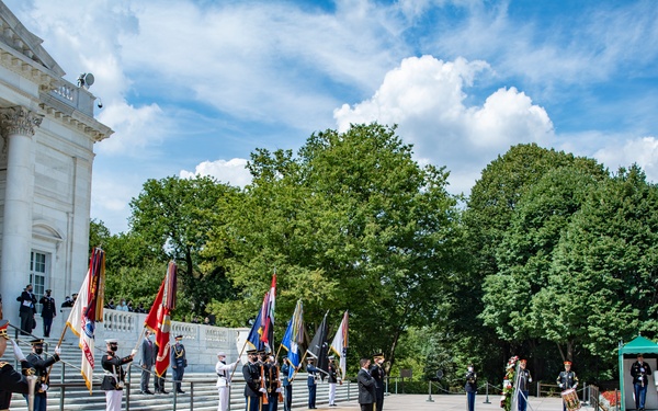 Republic of Iraq Minister of Defense Juma’a al-Jaburi Participates in an Armed Forces Full Honors Wreath-Laying Ceremony at the Tomb of the Unknown Soldier