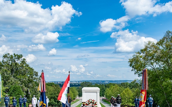 Republic of Iraq Minister of Defense Juma’a al-Jaburi Participates in an Armed Forces Full Honors Wreath-Laying Ceremony at the Tomb of the Unknown Soldier