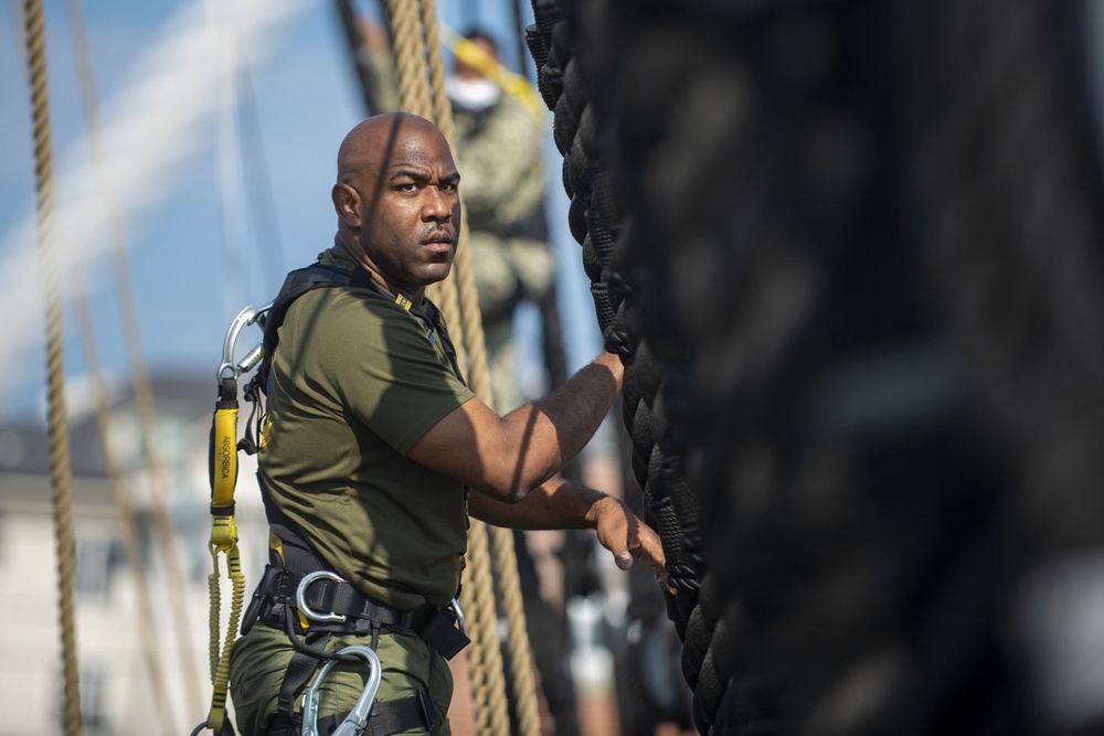 USS Constitution Conducts Climbing Aloft