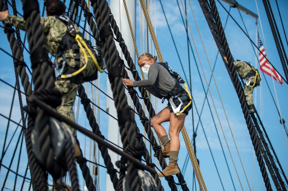 USS Constitution Conducts Climbing Aloft