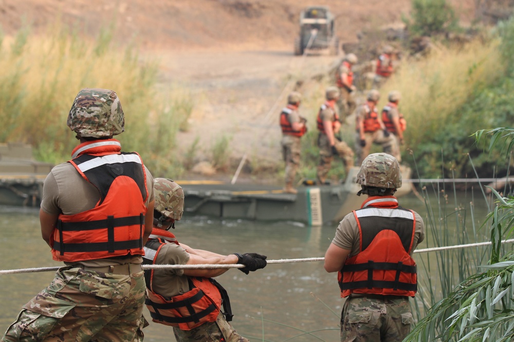 Cal Guard's 132nd engineers construct floating bridge