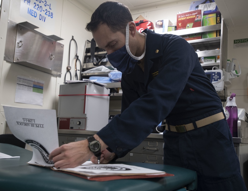 USS Ralph Johnson Sailors Conducts Quarterly Material Inspection