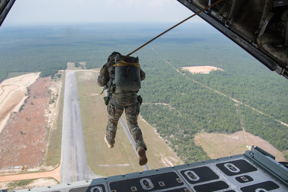 Special Tactics operators conduct static line jump training