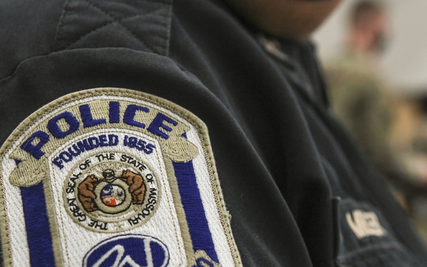 Warrensburg law enforcement member wears a WPD patch during ALS graduation