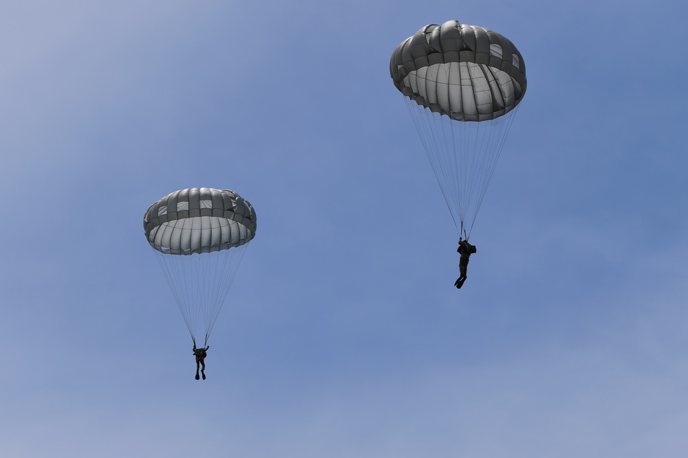 Special Tactics operators conduct static-line jump training