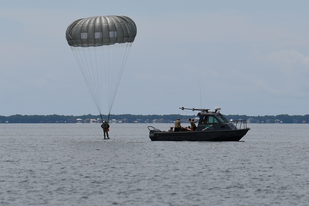 Special Tactics operators conduct static-line jump training