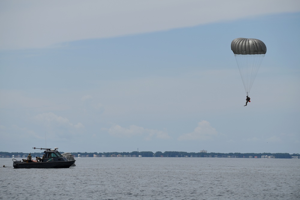 Special Tactics operators conduct static-line jump training