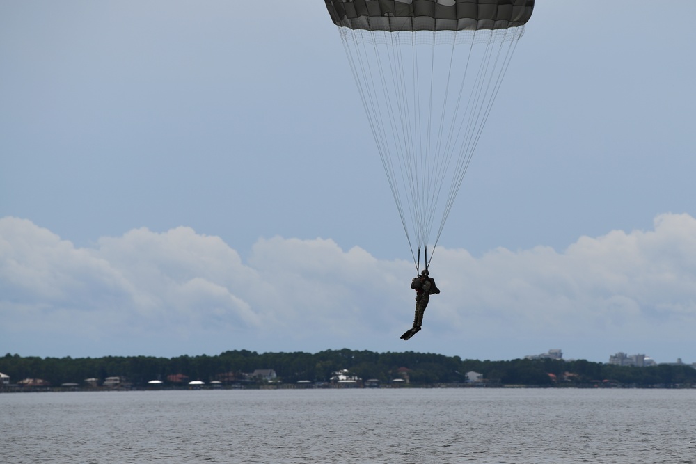 Special Tactics operators conduct static-line jump training