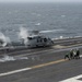 Helicopter Takes Off Of Flight Deck