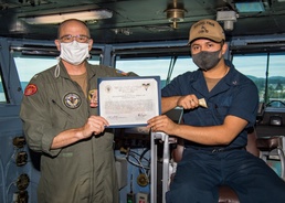 USS Carl Vinson (CVN 70) Sailor Receives Certificate