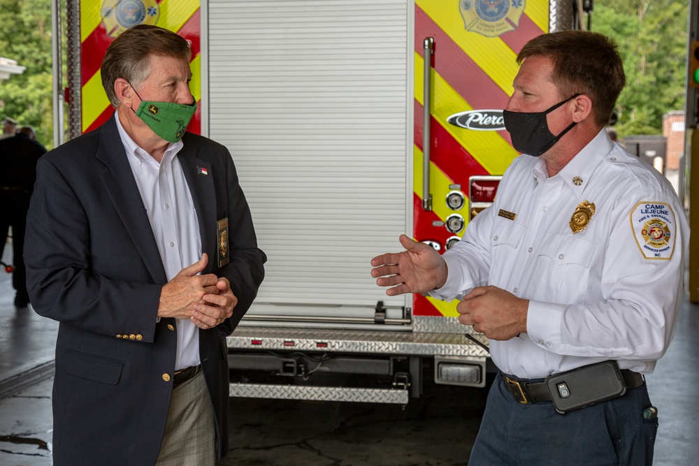 North Carolina Insurance Commissioner, Mike Causey, visits Camp Lejeune Fire Station 10