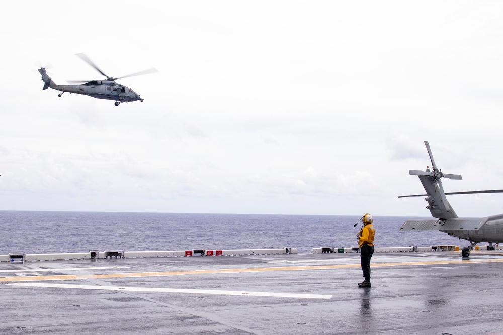 USS America (LHA 6) And 31st Marine Expeditionary Unit Conduct Flight Ops and VBSS Exercise