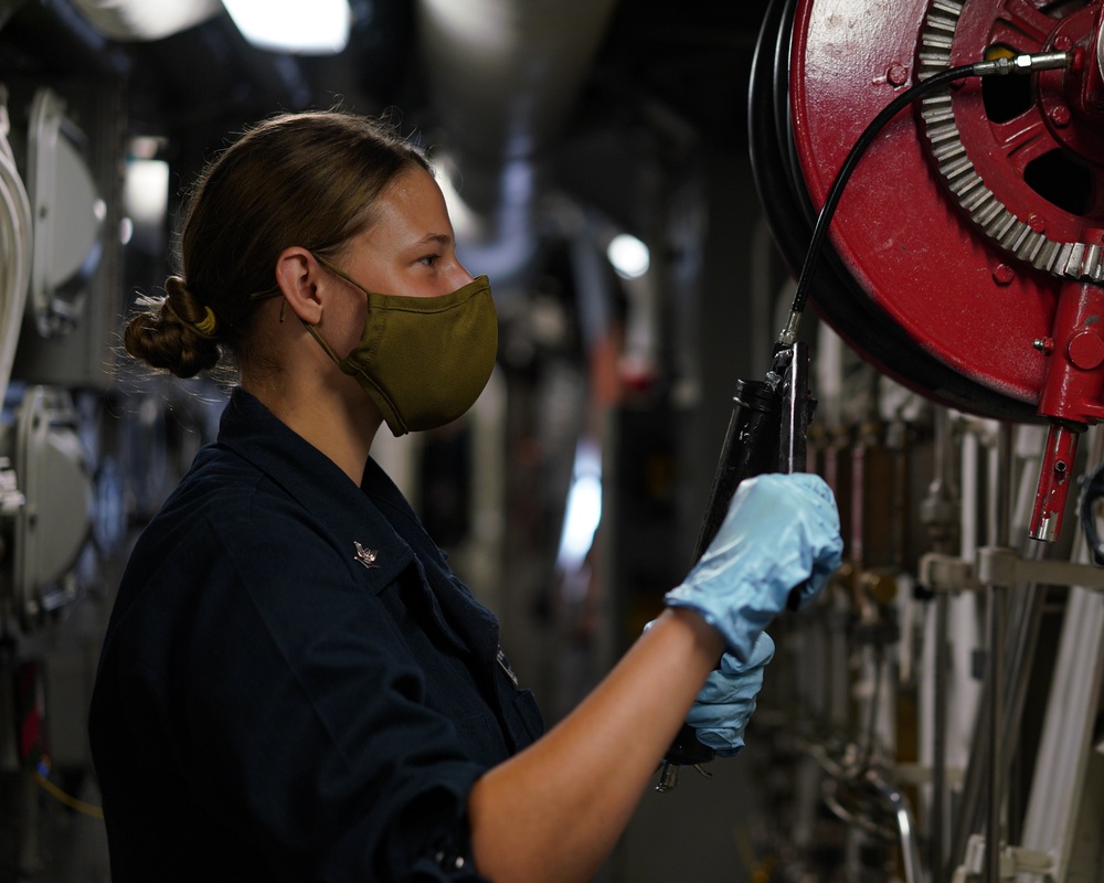 USS Halsey Conducts Damage Control Maintenance Operations