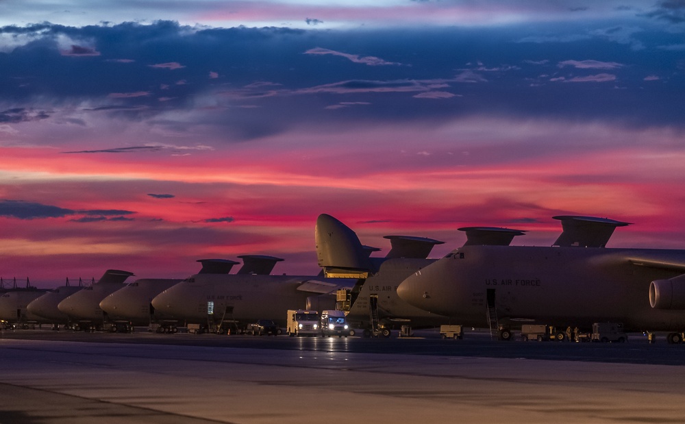 Sun sets over Dover AFB flight line