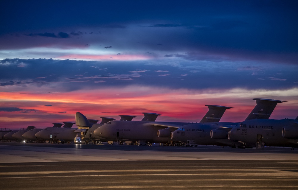 Sun sets over Dover AFB flight line