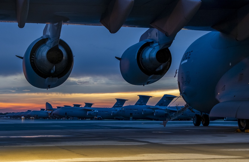 Sun sets over Dover AFB flight line