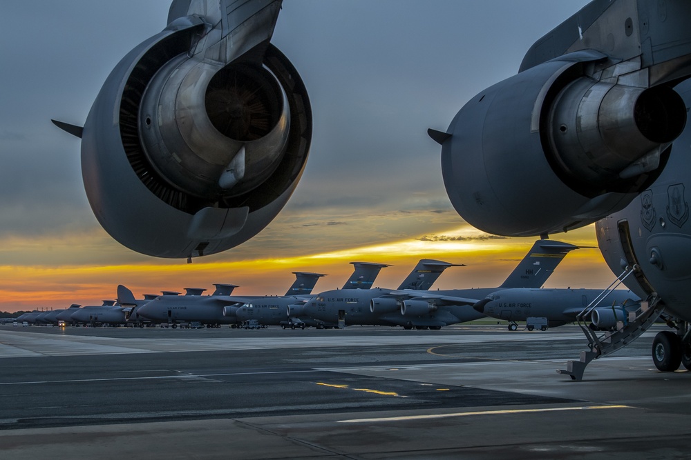 Sun sets over Dover AFB flight line