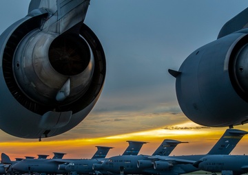 Sun sets over Dover AFB flight line