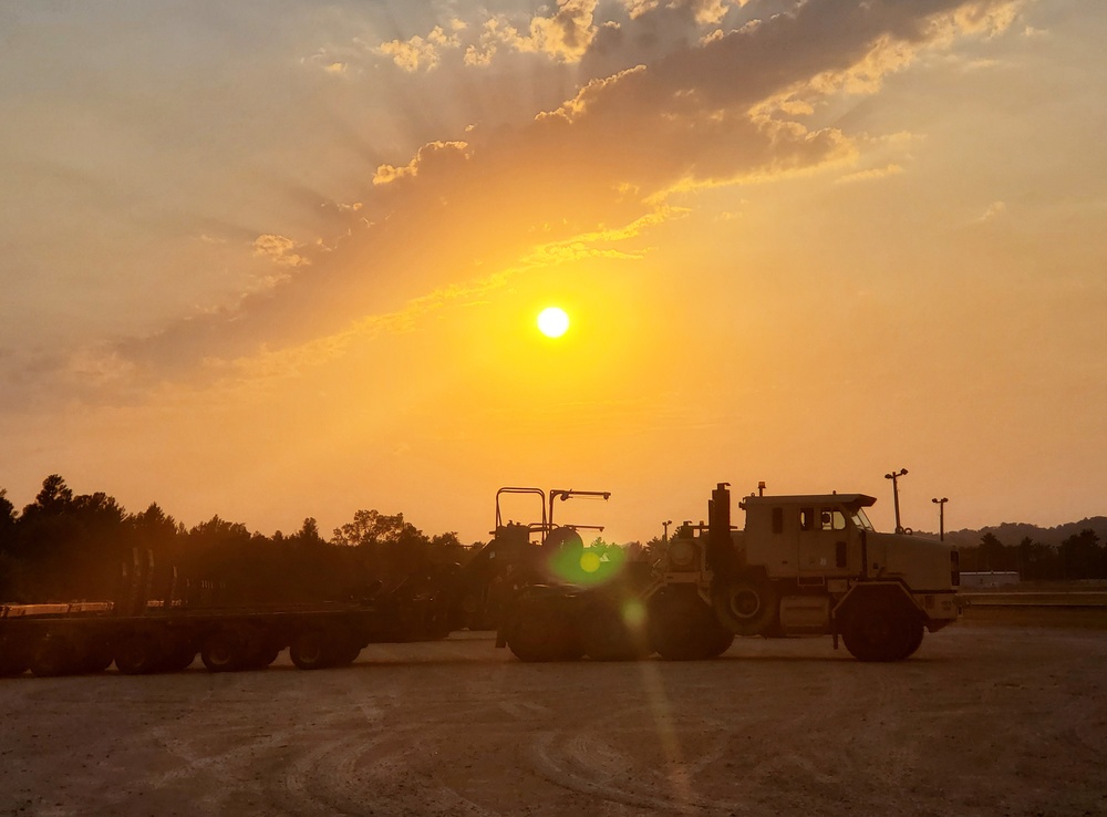 1158th Transportation Company and a sunset