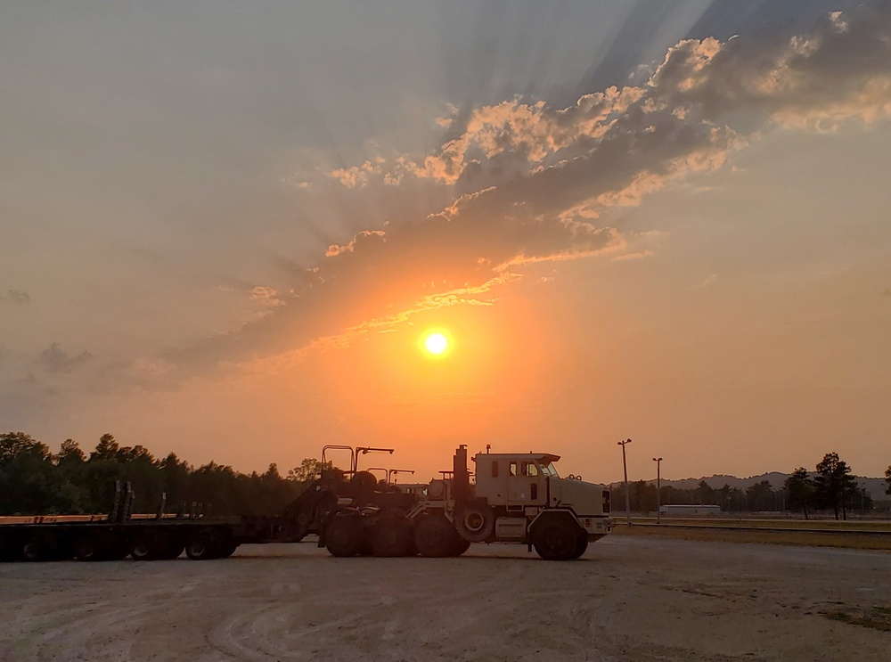 1158th Transportation Company and a sunset