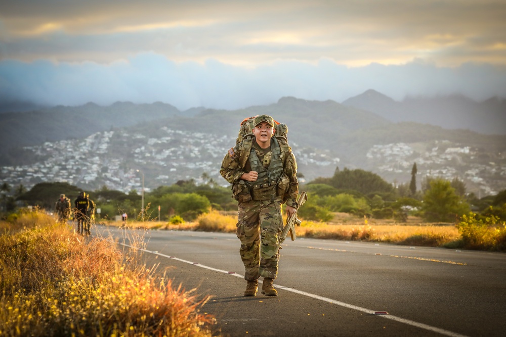 USARPAC BWC 2020: Hawaii, 25th ID Soldiers participates in a 12 mile ruck march