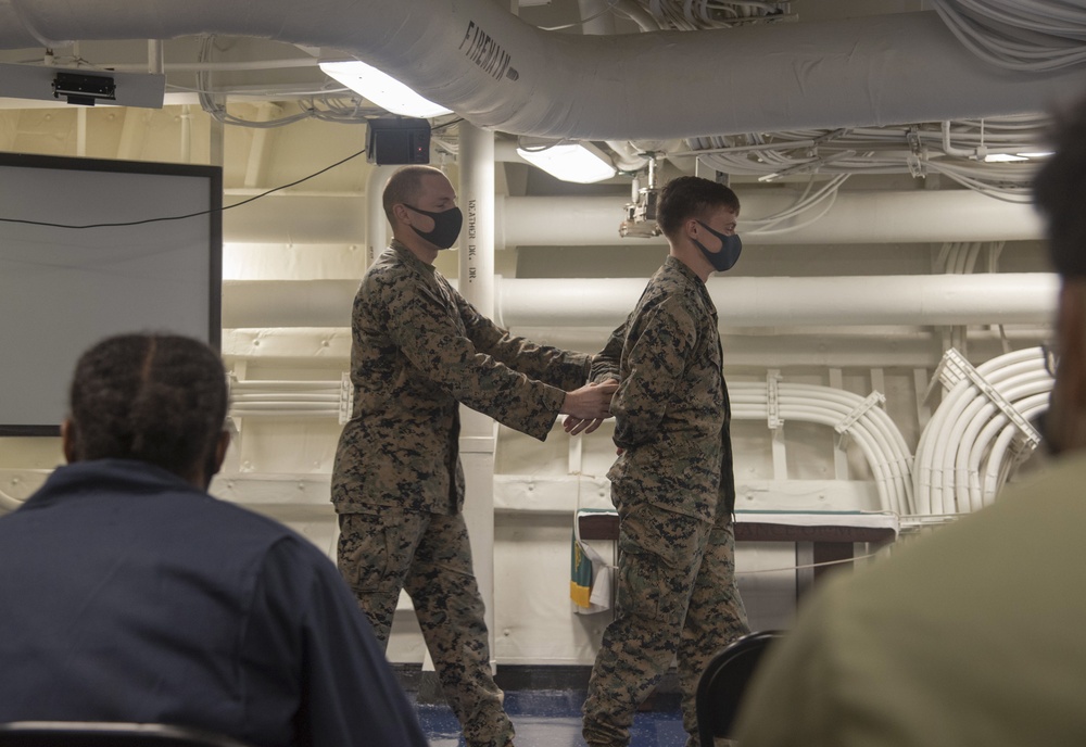 31st MEU Marines participate in escalation of force class aboard USS New Orleans (LPD 18)