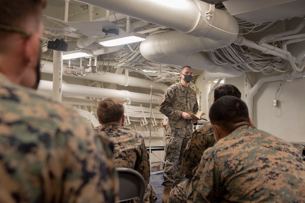 31st MEU Marines participate in escalation of force class aboard USS New Orleans (LPD 18)