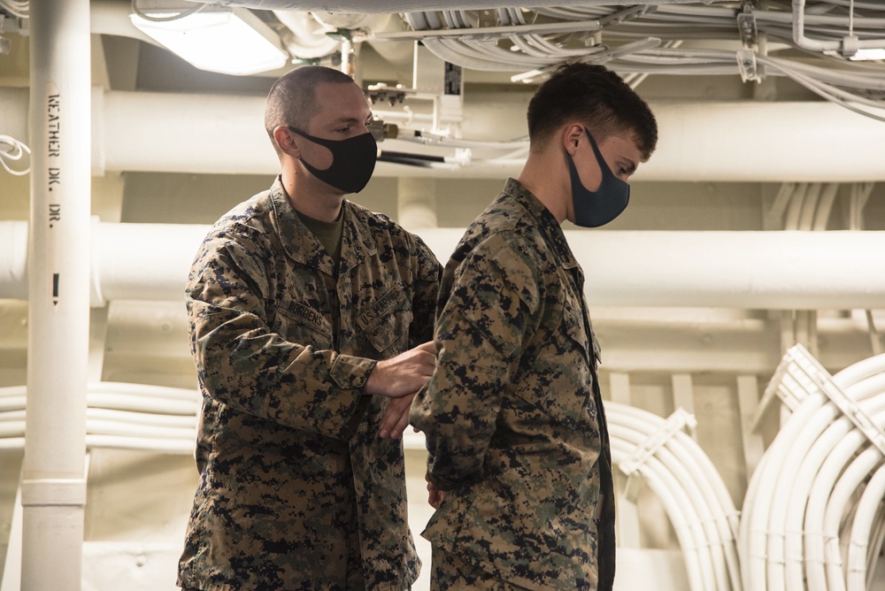 31st MEU Marines participate in escalation of force class aboard USS New Orleans (LPD 18)