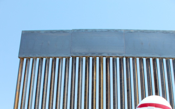 Command Sgt. Maj. inspects the barrier project