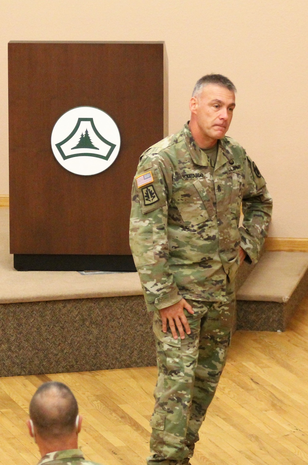 Command Sergeant Major of Army Reserve speaks with troops at Fort McCoy