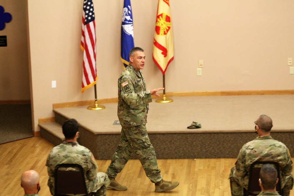 Command Sergeant Major of Army Reserve speaks with troops at Fort McCoy