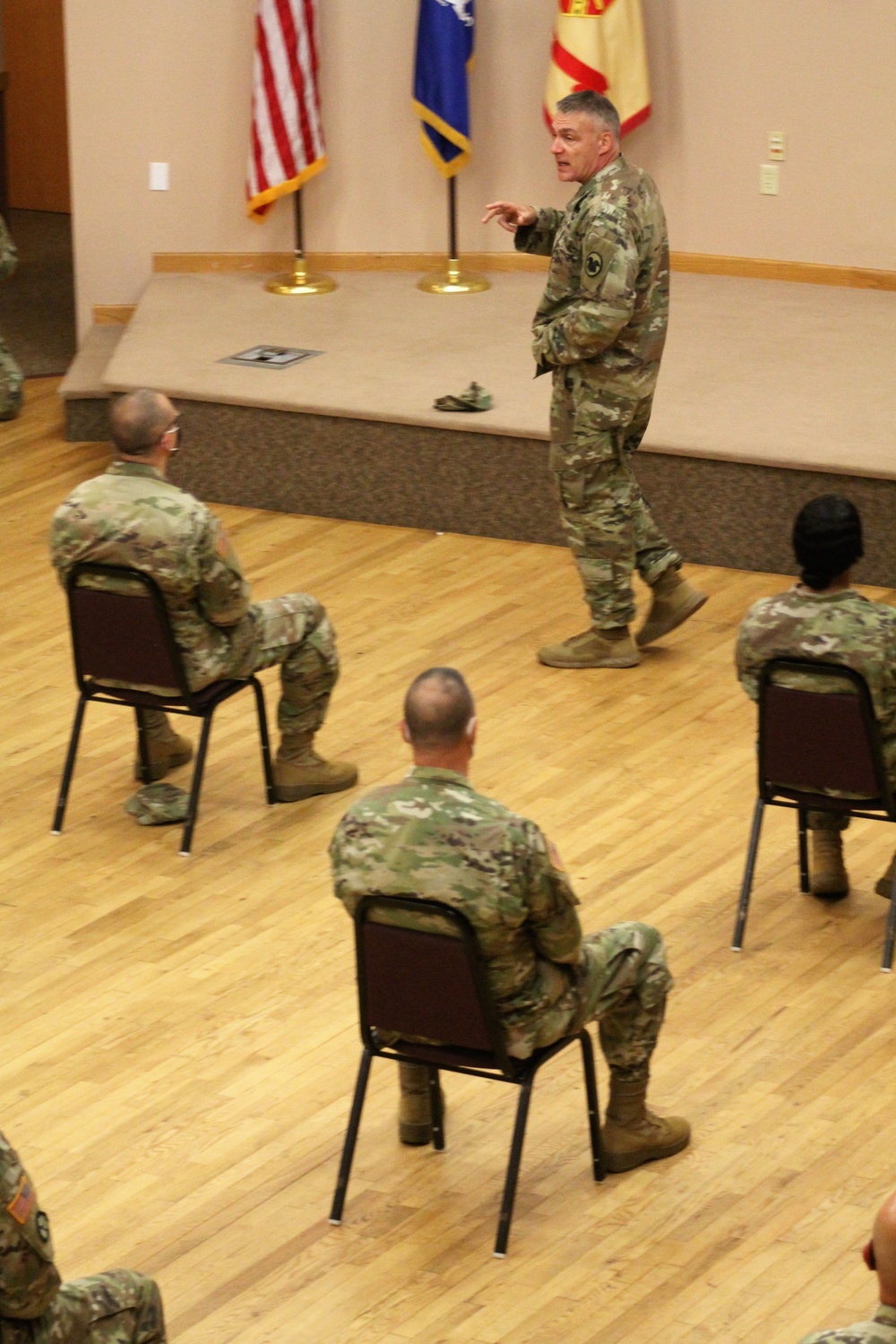 Command Sergeant Major of Army Reserve speaks with troops at Fort McCoy