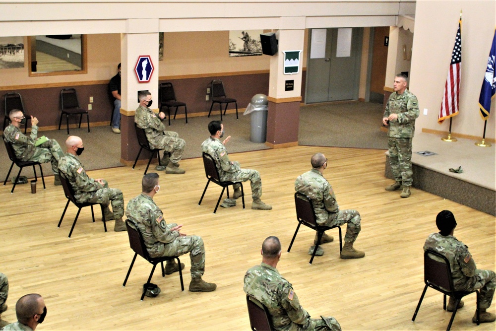 Command Sergeant Major of Army Reserve speaks with troops at Fort McCoy